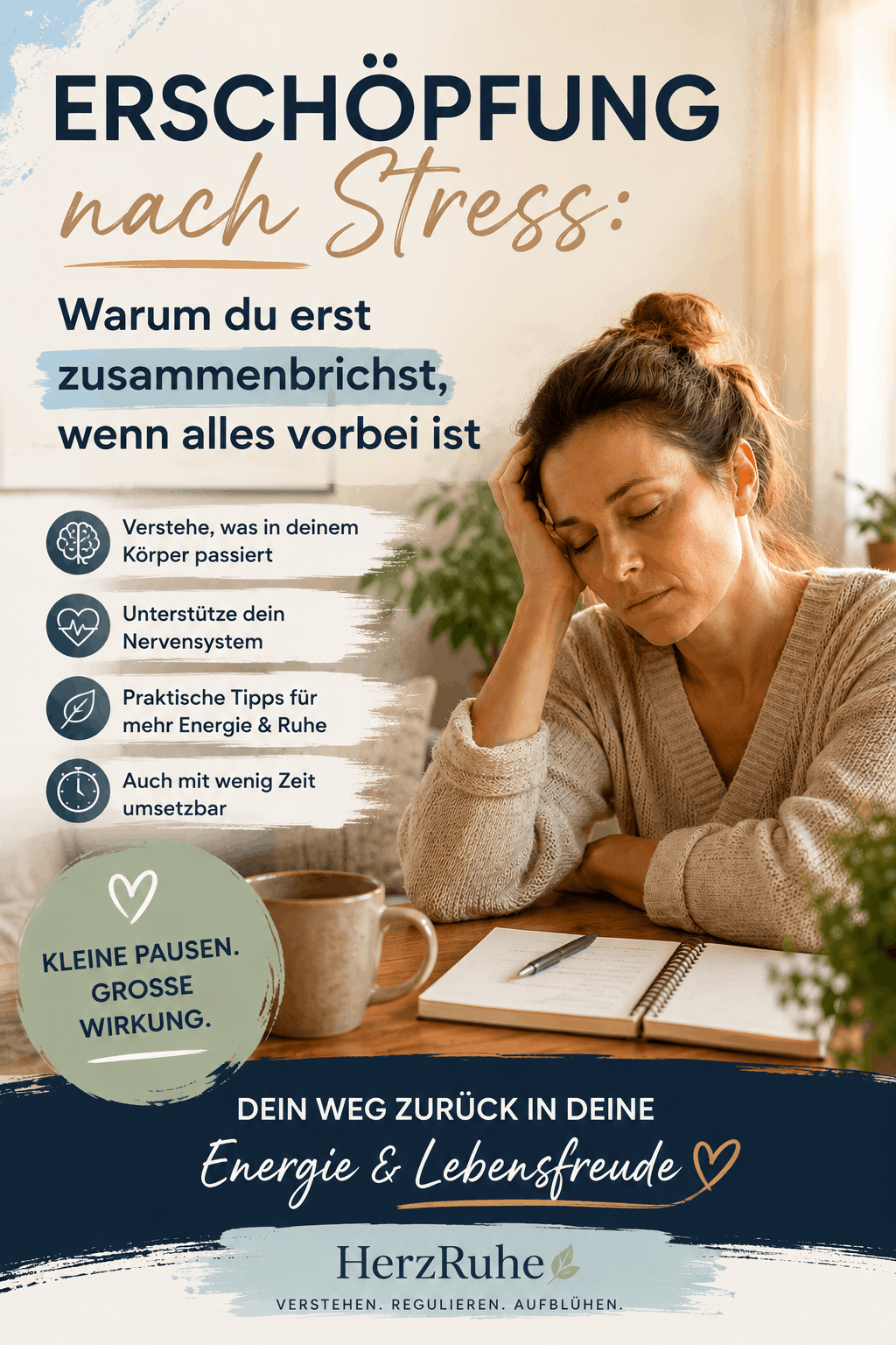 Erschöpfung nach Stress – ruhiger Moment am Waldrand im warmen Abendlicht