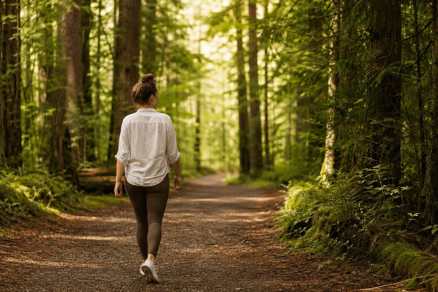 Low Carb Ernährung und Nervensystemregulation bei einem ruhigen Waldspaziergang