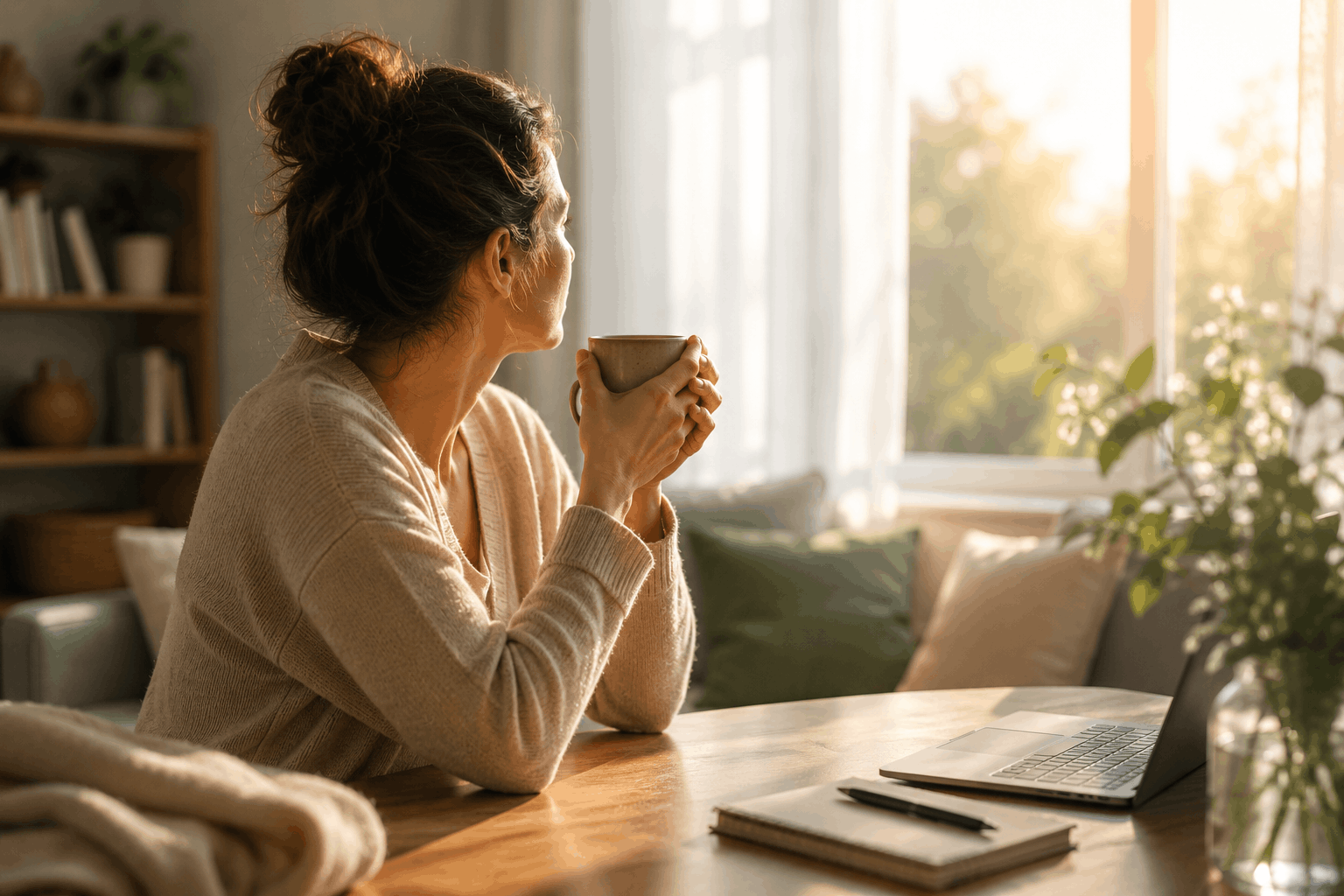 Grenzen setzen – ruhiger Moment im Morgenlicht am Fenster