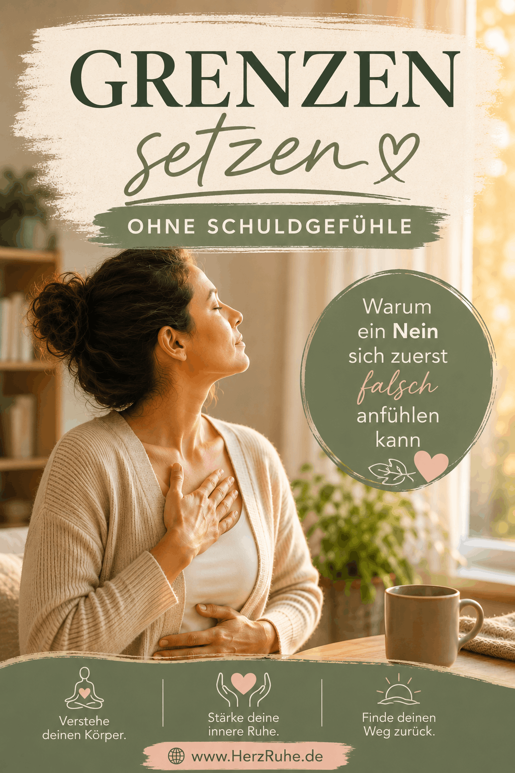 Grenzen setzen – ruhiger Moment mit Tee und weichem Morgenlicht
