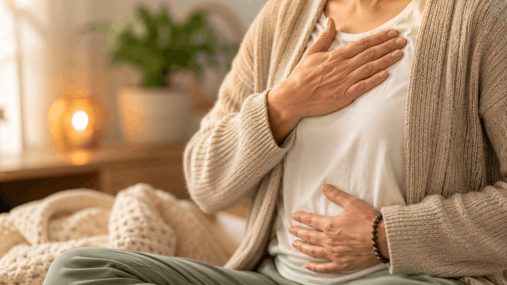 Herbstmüdigkeit – Hände während einer ruhigen Atemübung