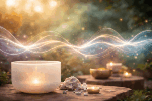 Klangschale erzeugt sanfte Schwingungen und Frequenzen zur Entspannung und Beruhigung des Nervensystems