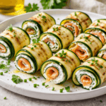 Zucchini-Röllchen – Low Carb, entzündungshemmend & leicht verdaulich Zucchini Röllchen Low Carb mit Frischkäse gesund entzündungshemmend leichtes Rezept