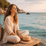 Frau entspannt auf Reise mit ruhiger Atmosphäre zur Beruhigung eines sensiblen Nervensystems