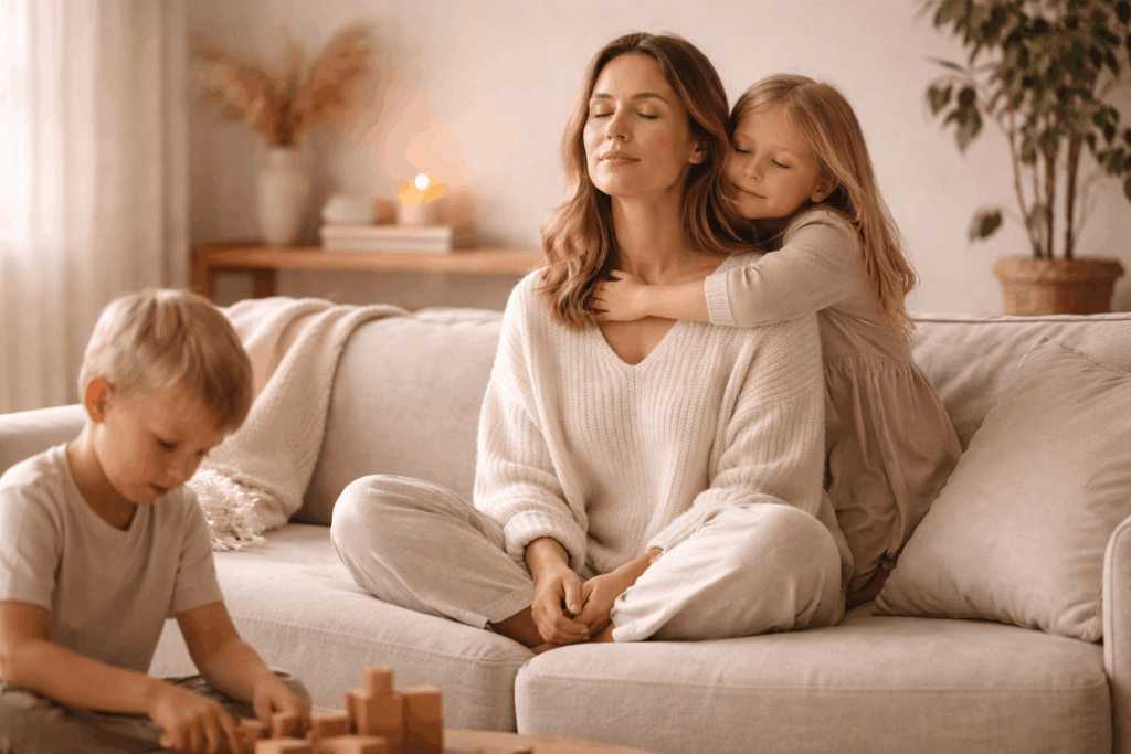 Mama reguliert ihr Nervensystem im Alltag mit Kindern und findet innere Ruhe trotz Familienchaos