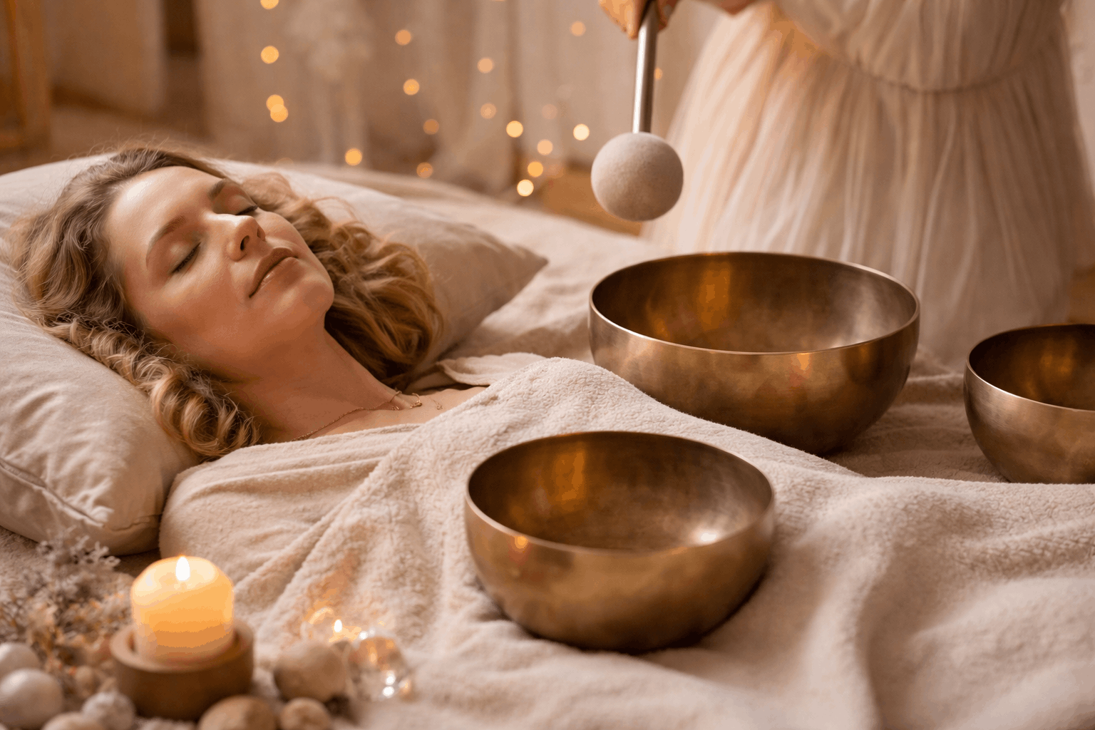 Klangbad mit Klangschalen zur Entspannung und Regulierung des Nervensystems