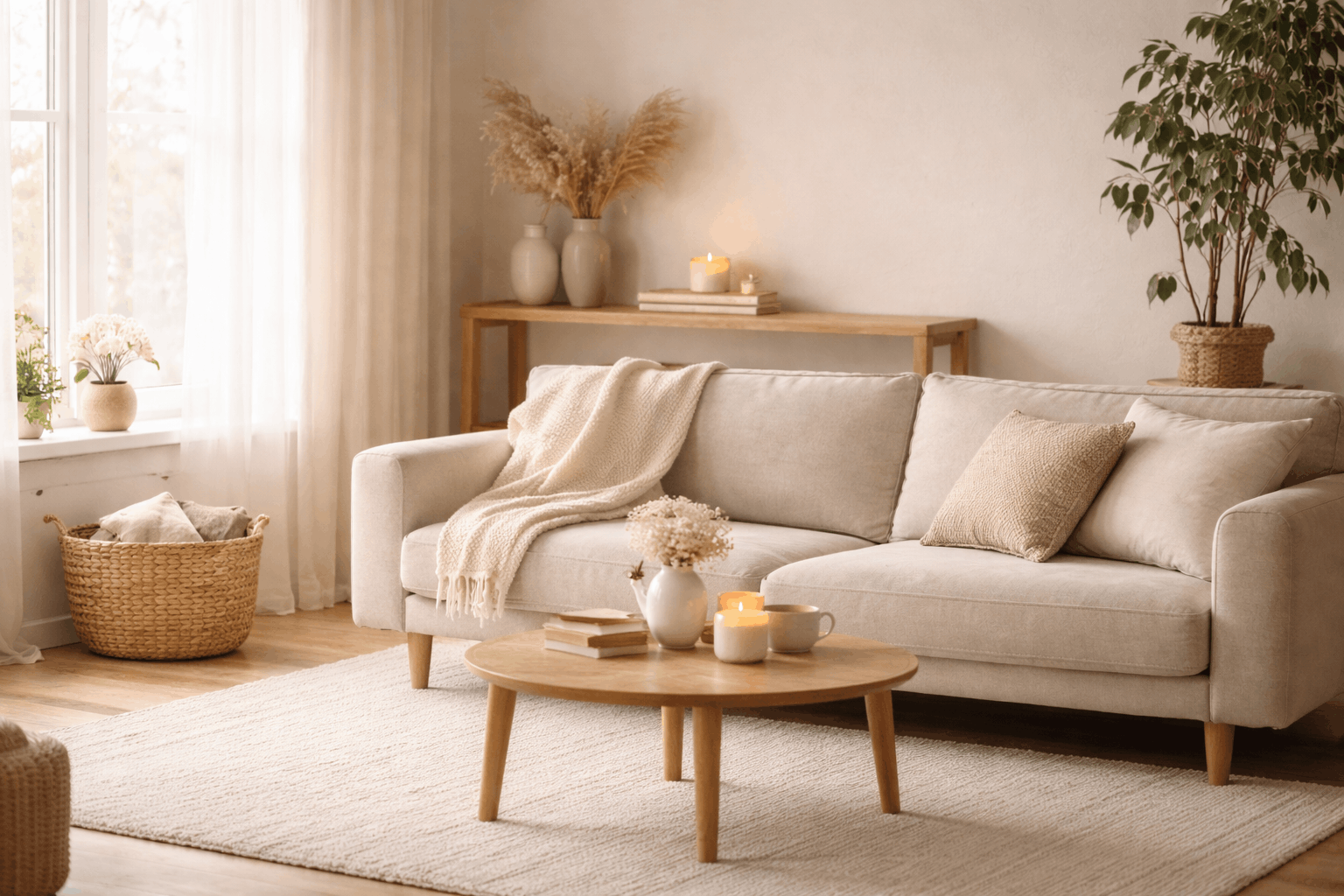 Ruhiger minimalistisch eingerichteter Raum mit sanften Farben zur Unterstützung der Nervensystem Regulation