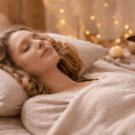 Klangbad gegen Stress: Tiefe Ruhe in Minuten Entspannte Frau bei Klangbad erlebt tiefe Ruhe und Nervensystem Entspannung